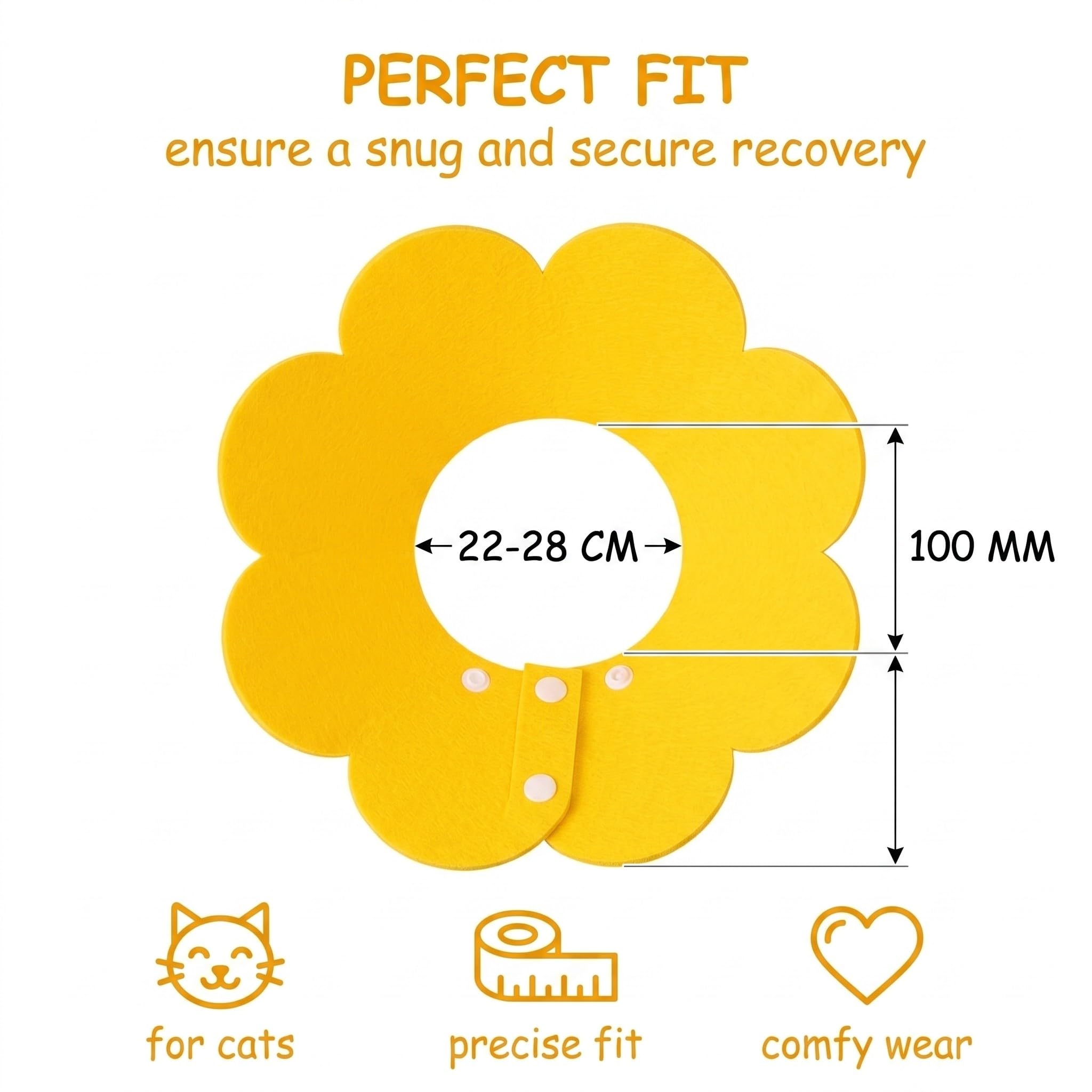 Collerette Chat Anti-Léchage Jaune, 1 Pièce Collier Élisabéthain Pour Chat 6-9Kg, Collier Médical Post-Opératoire Tournesol Doux
