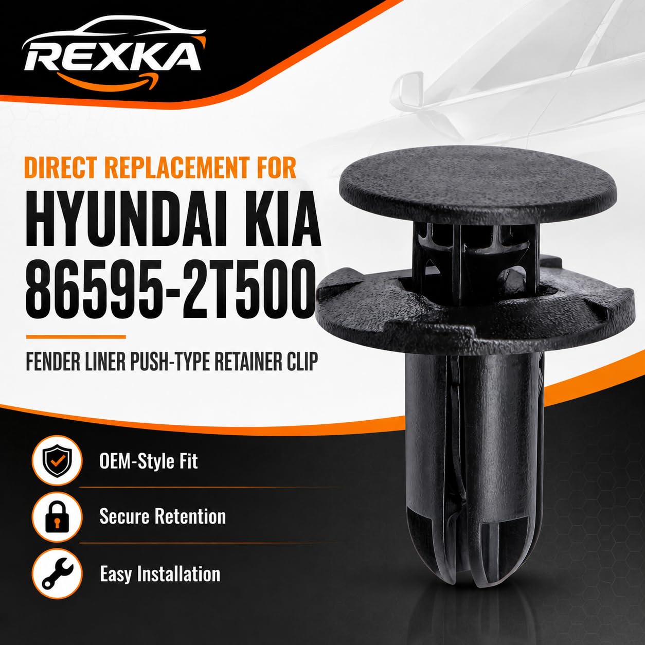 Rexka 20PCS Fender Liner PushType Retainer Clip Fastener Co