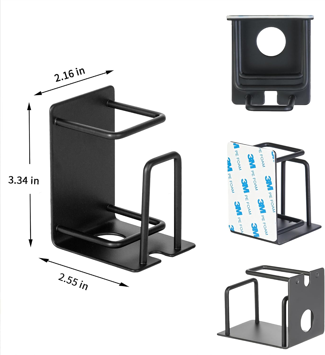 Toothbrush Holder Wall Mounted, Stainless Steel Bathroom Organizer for Electric Toothbrush, Toothpaste & Cup, No Drill Adhesive Shower Caddy (Black,1 Pack)