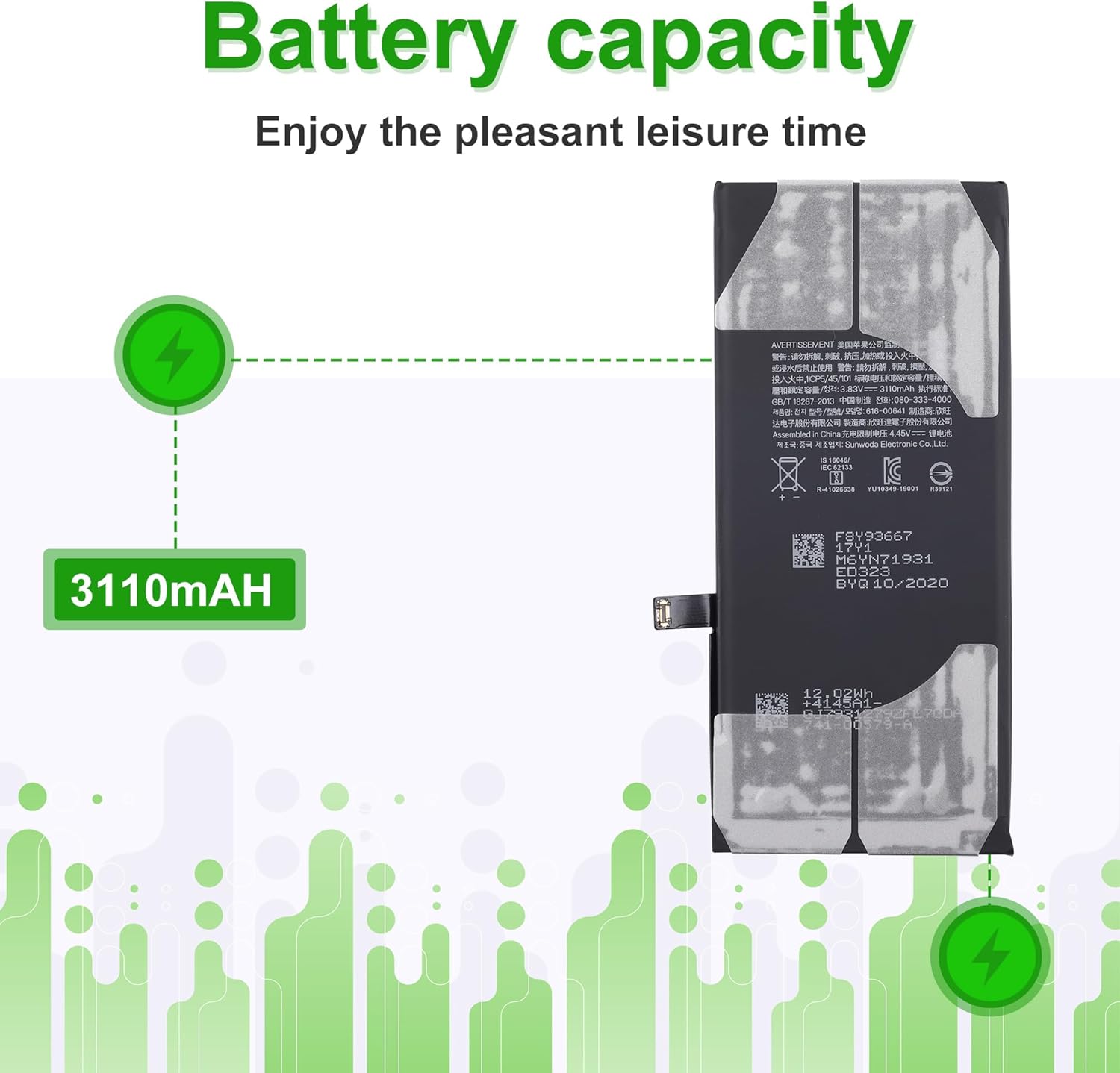 616-00644 11 3.83V 3110mAh Battery, Compatible with iPhone 11 A2221, A2111, A2223,Comes with a Battery Installation Tool