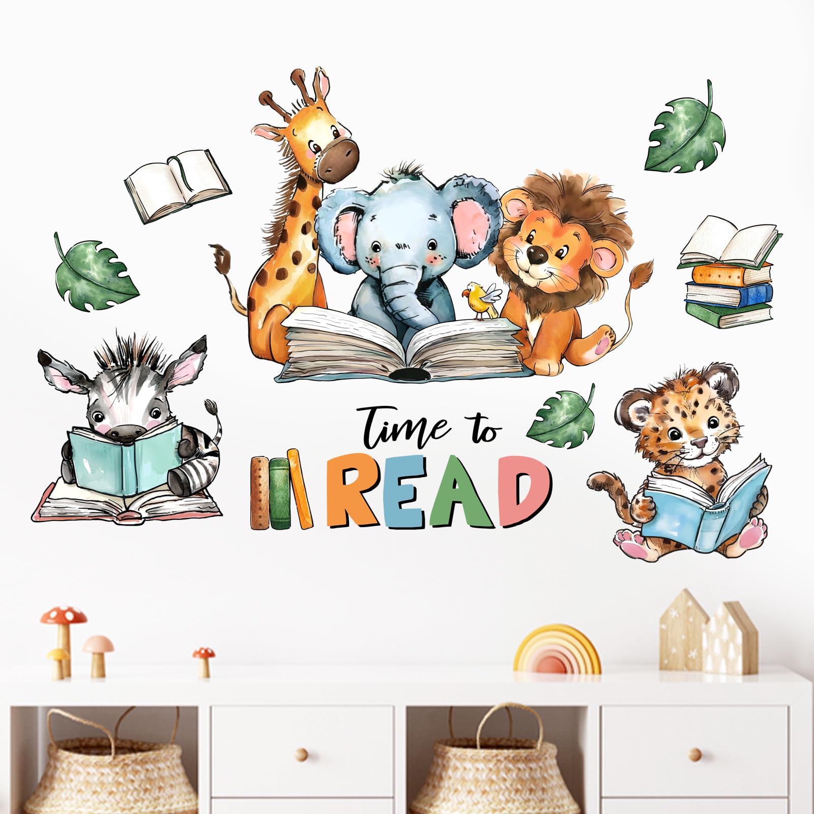 Monkeys Wall Decal DECOWALL SG2-2402 Books With Reading Monkey Wall Stickers...  Monkey Classroom, image size:1600x1600