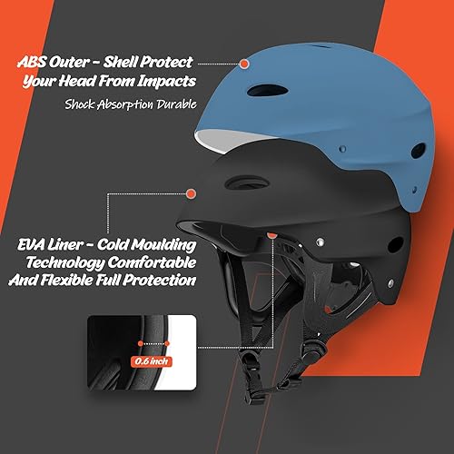 Vista 11 de Vihir Casco de deportes acuáticos para adultos con orejas, casco ajustable, perfecto para kayak, canotaje, surf