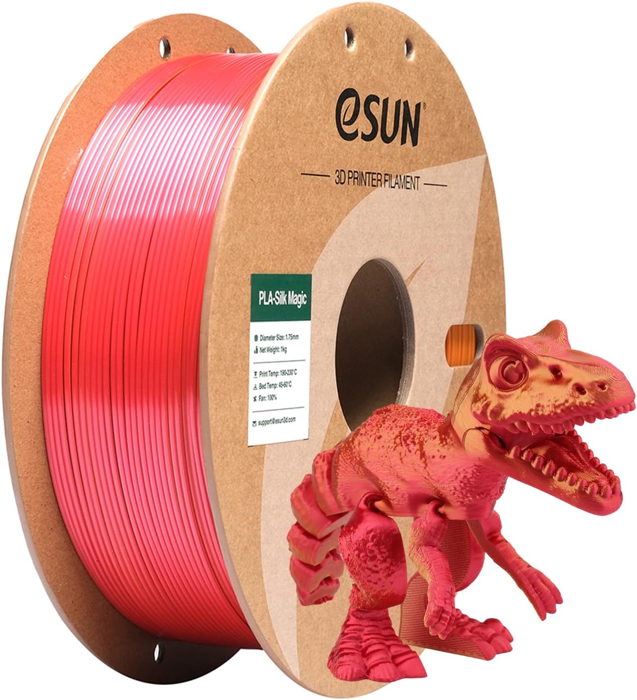 eSUN Silk PLA 3D Printer Filament 1.75mm Three-Color Gradient Shiny Silky Filament, Dimensional Accuracy +/-0.03mm, 1kg (2.2lbs) Cardboard Spool, Blue Orange Green Triple Colors