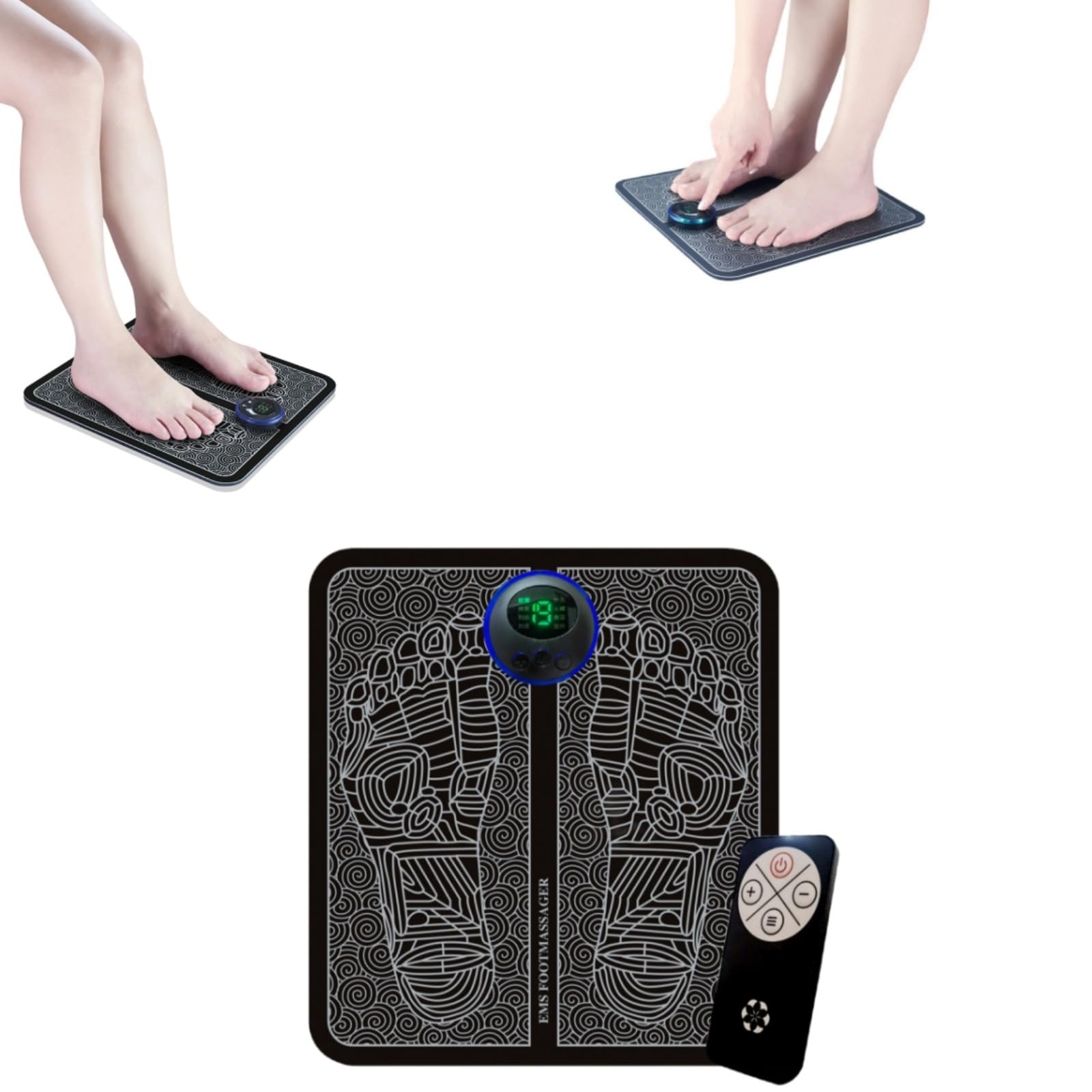 Masseur Plantaire Santevo Nmes, Masseur éLectrique Pied, Avec 8 Modes & 19 FréQuences RéGlables, Favorise La Circulation Sanguine, Soulage Les Douleurs Musculaires Pour La Jambe