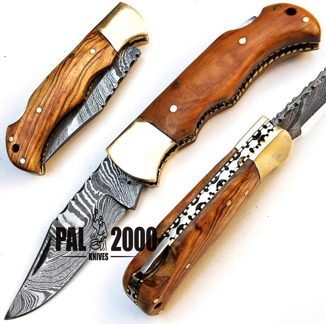 FOL-9430 Damascus steel folding pocket knife with sheath