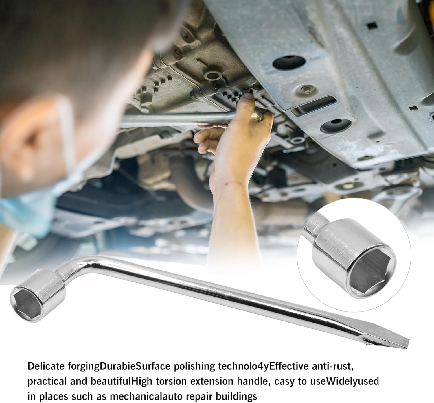 YXQ Car Spare Tire Lug Wrench for Jack 21mm/0.83" L Type Hexagon Slotted End Socket Repair Tool
