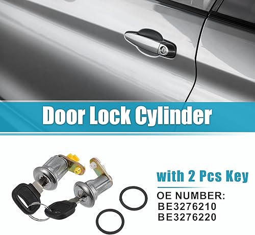 Miniatura 2 de ACROPIX Cilindro de cerradura de puerta de repuesto para Mazda B2200 - Paquete de 4 unidades, tono plateado, negro