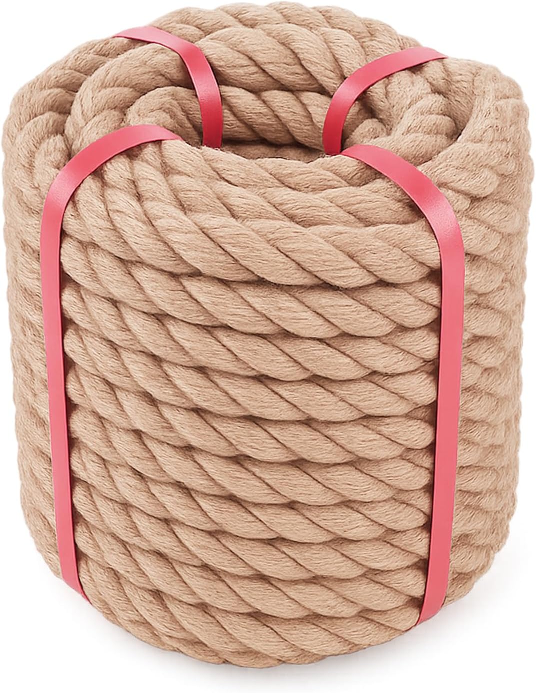 3/4 in x 50 ft Jute Rope, Natural Twisted Manila Heavy Duty Ropes, Thick Twisted Manila Ropes for Crafts, Tug of War, Swing Bed, Railing, Gardening, Tree, Home Decorating