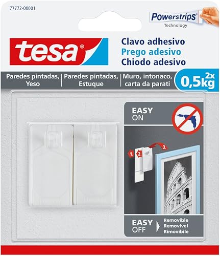 Tesa 77772 – 00001 – 00 – Nail Sticker for Painted Walls and Plaster (0.5 kg)