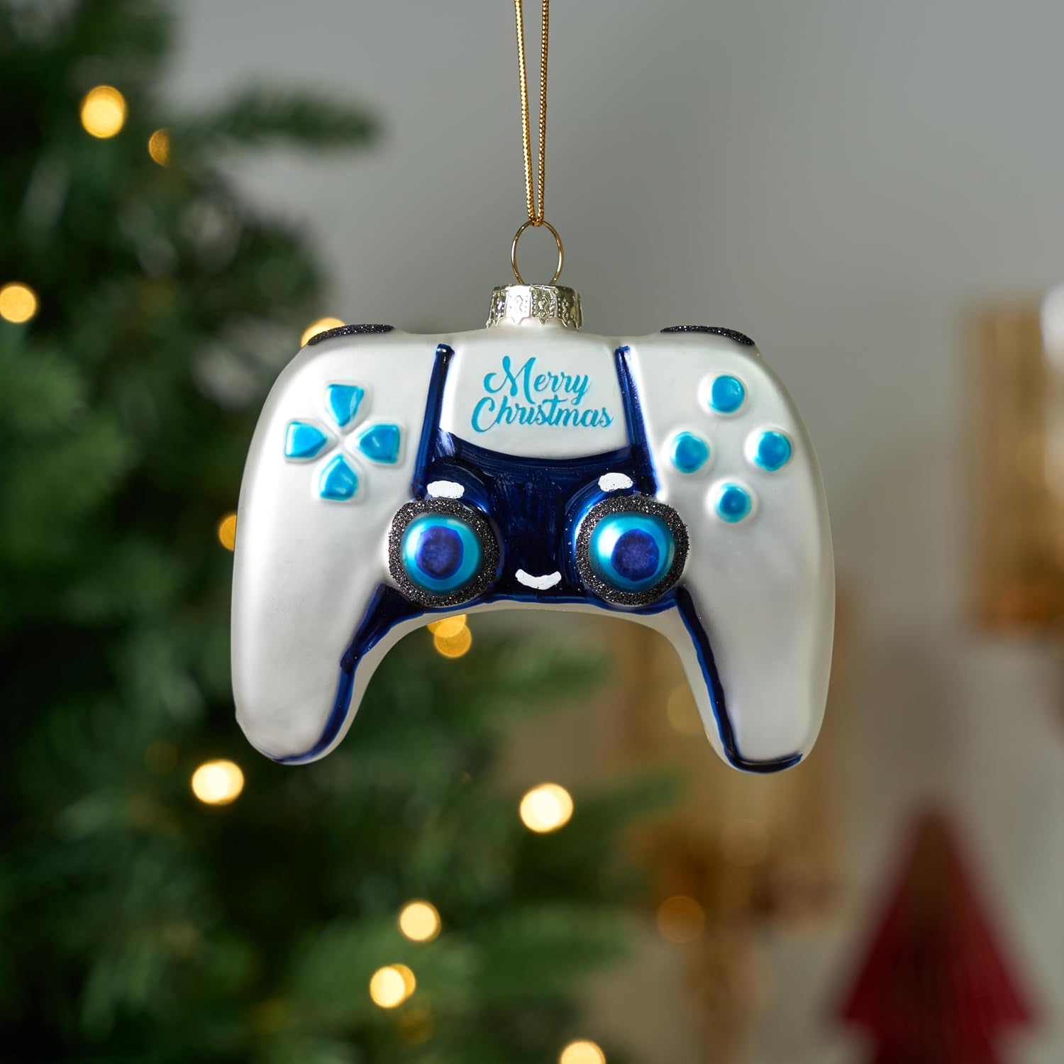 Joiedomi Mini Christmas White Video Game Controller Glass Small Ornament, Blown Gamer Ornament Presents for Tree Hanging Ornaments Party Favor Indoor Christmas Decoration