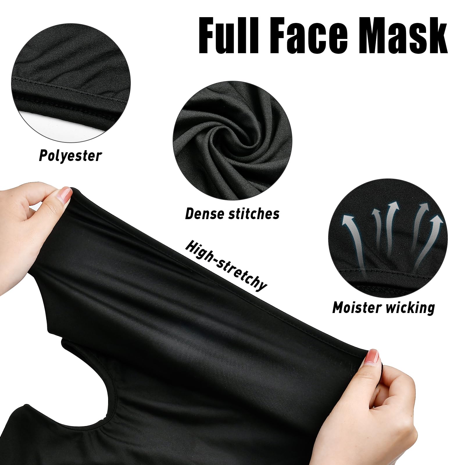 Skimaske für Herren, UV-Schutz, schwarze Skimaske, Shiesty-Maske, Sturmhaube, Gesichtsmaske für Männer und Frauen, Vollgesichtsmaske für Outdoor-Sport, Motorrad, Fahrradhelm, Schwarz, Größe M