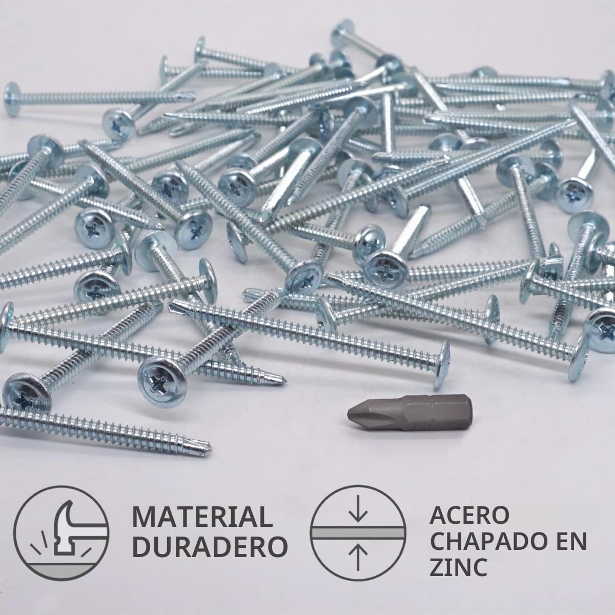 SKIR'CO (60 piezas) tornillos autoperforantes galvanizados de 4,2 x 60 mm, tornillo de chapa, cabeza con collarino modificado PH