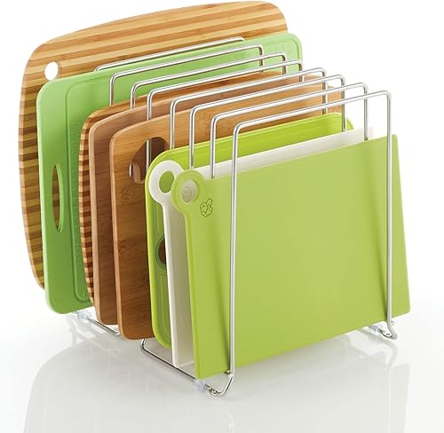 Miniatura 8 de mDesign Organizador grande de alambre de metal para armario de cocina, despensa, estantes, soporte con 8 ranuras para hornear, sartenes, sartenes,