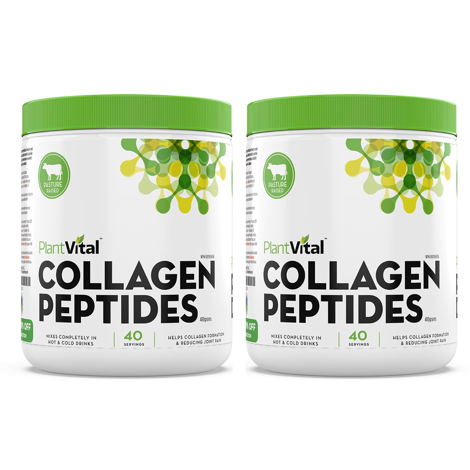 PlantVital Hydrolyzed Collagen Peptides Powder - Made in Canada - Joint Supplement, Bovine Collagen, Supports Joint Health, Protein Synthesis - Unflavored Powder, Sourced in Canada, 80 Servings (800g)