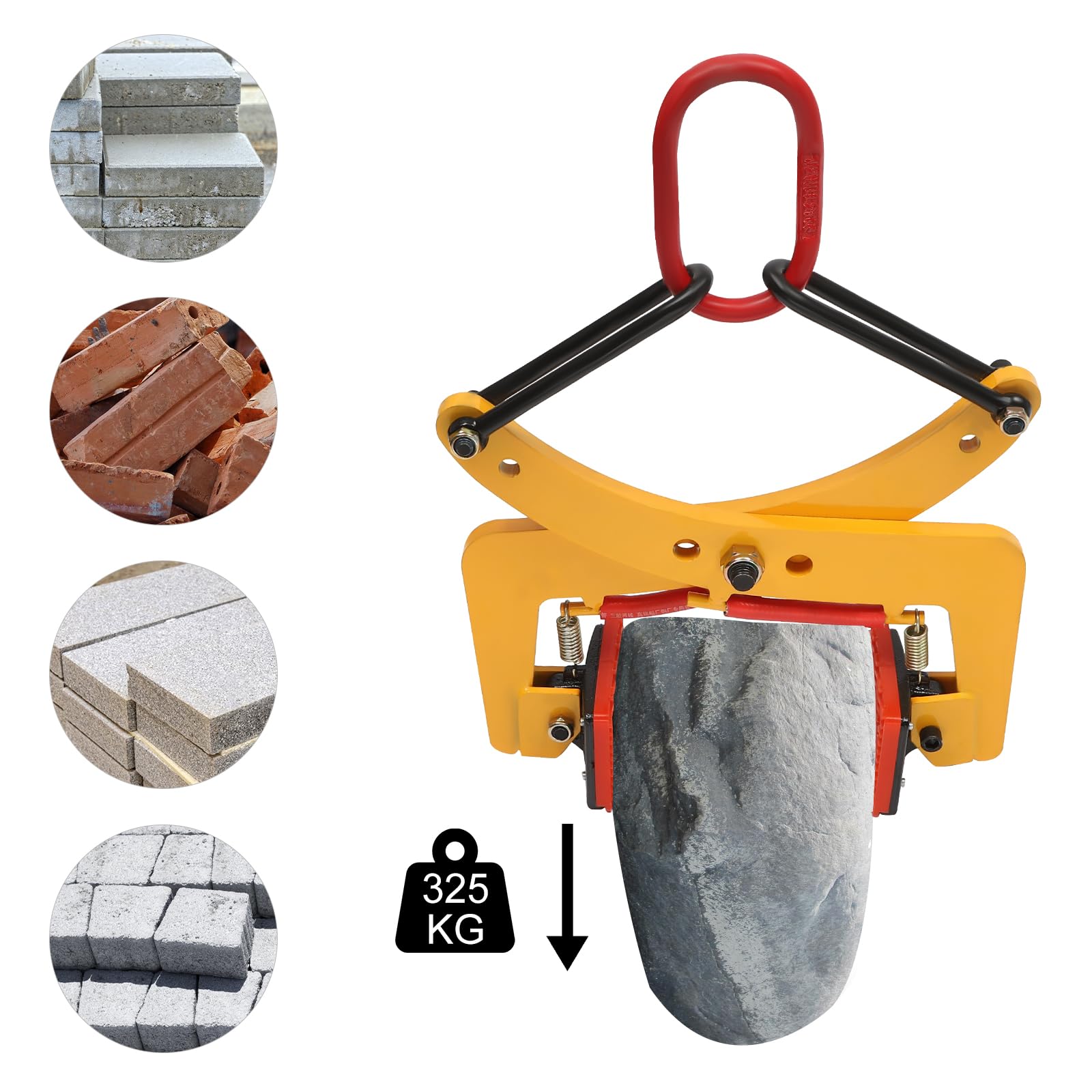 Pince à bordure, pince à pierre, support de pierre, 280 kg, jaune, levage 6-24 cm, levage pour palette en bois, charge lourde