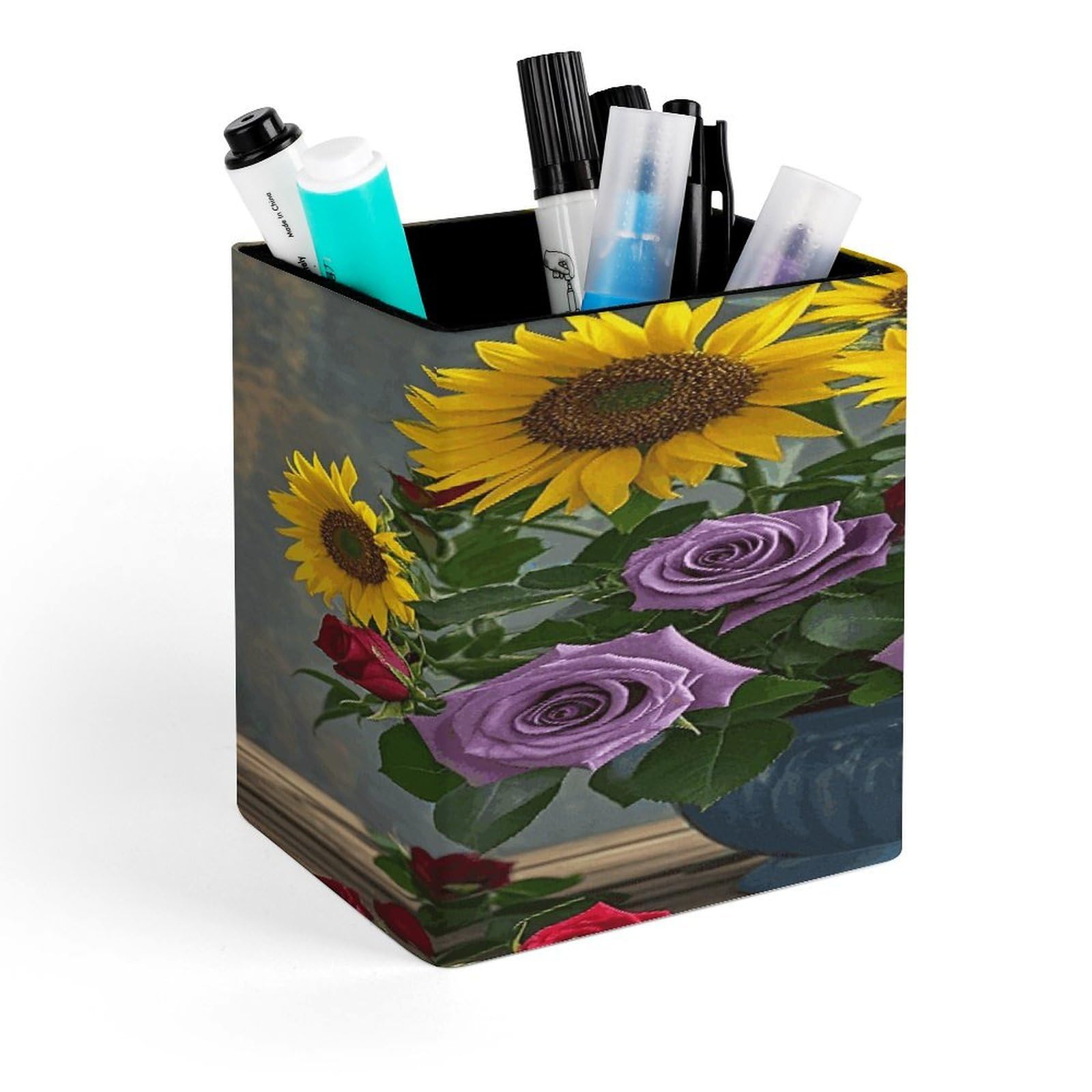 LZQPOEAS Farm Sunflower Pen Holder Modern Design Desktop Stationery Organizer Simple&Modern Minimalist Makeup Organizer Multi-Functional Pencil Holder for Office Home