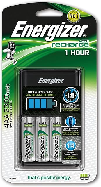 Energizer E300697700 Ładowarka do Akumulatorów Baterii AA/AAA, Czarny, 1 Sztuka