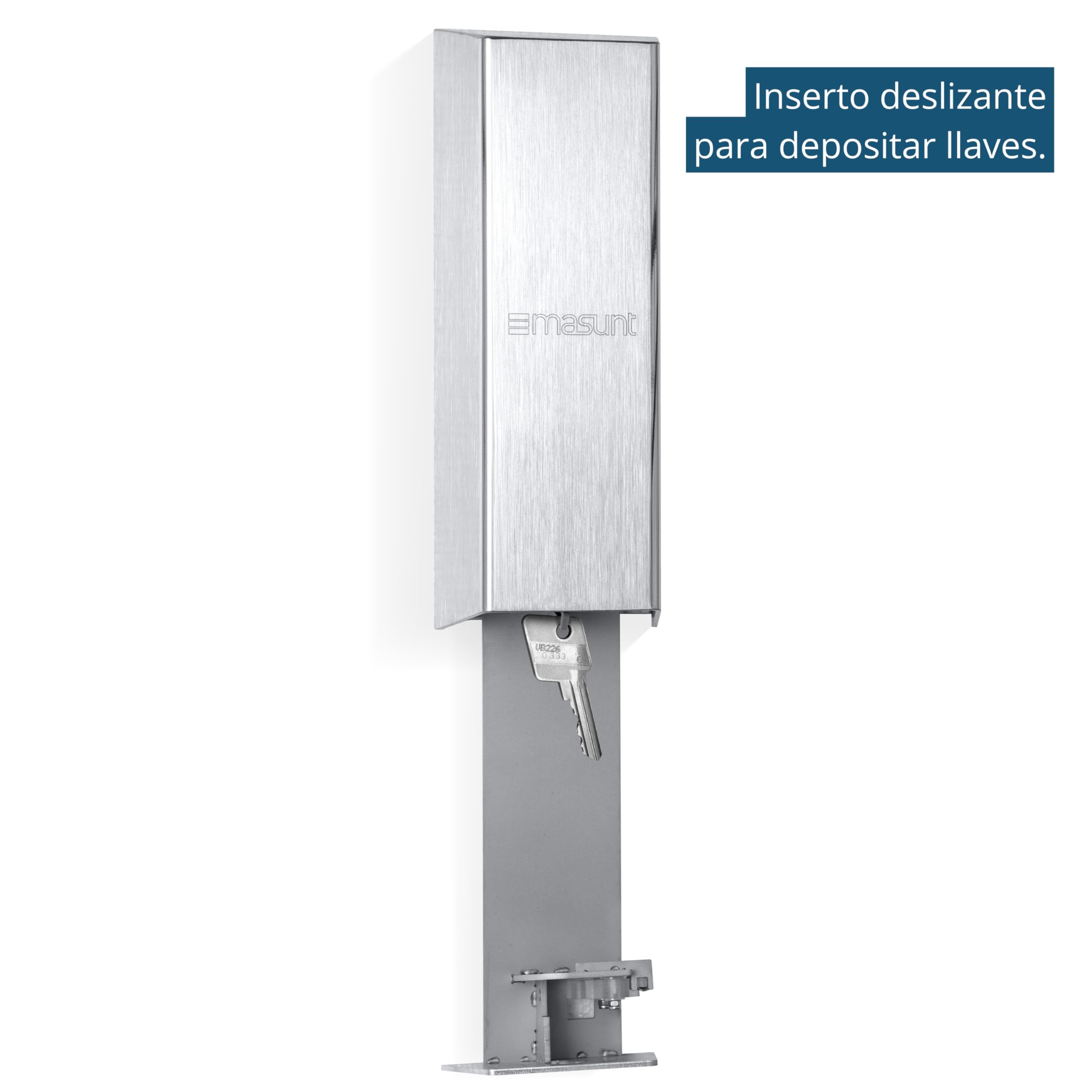 masunt Caja Fuerte de Servicio XL 640 - Caja Fuerte de Acero Inoxidable para Llaves, Resistente a la Intemperie, Extra Grande, preparada para semicilindro de Perfil Plata 271 X 103 X 66 mm