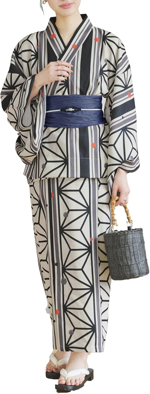 Dita 花柄浴衣・帯・腰紐セット 夏のオレンジユーム 保存版】浴衣専門