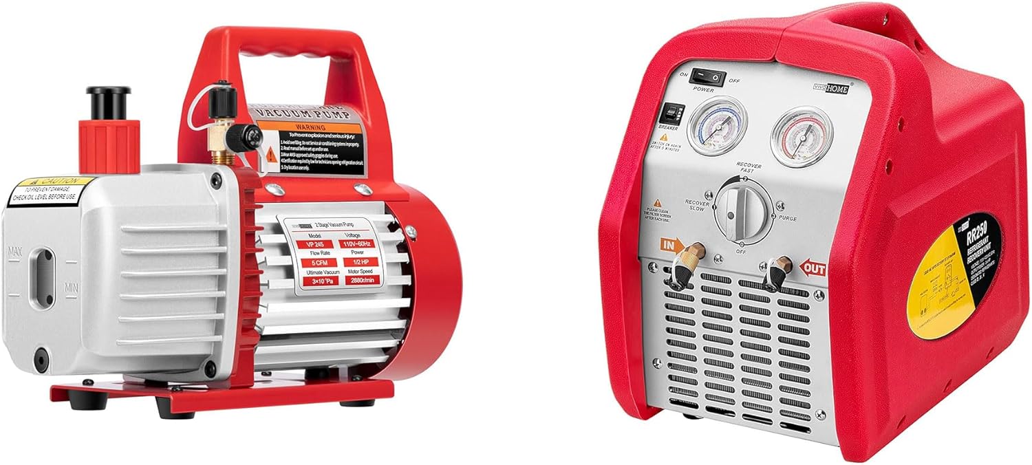 Bomba de vacío HVAC VIVOHOME 110V 1/2 HP 5 CFM con máquina recuperadora de refrigerante