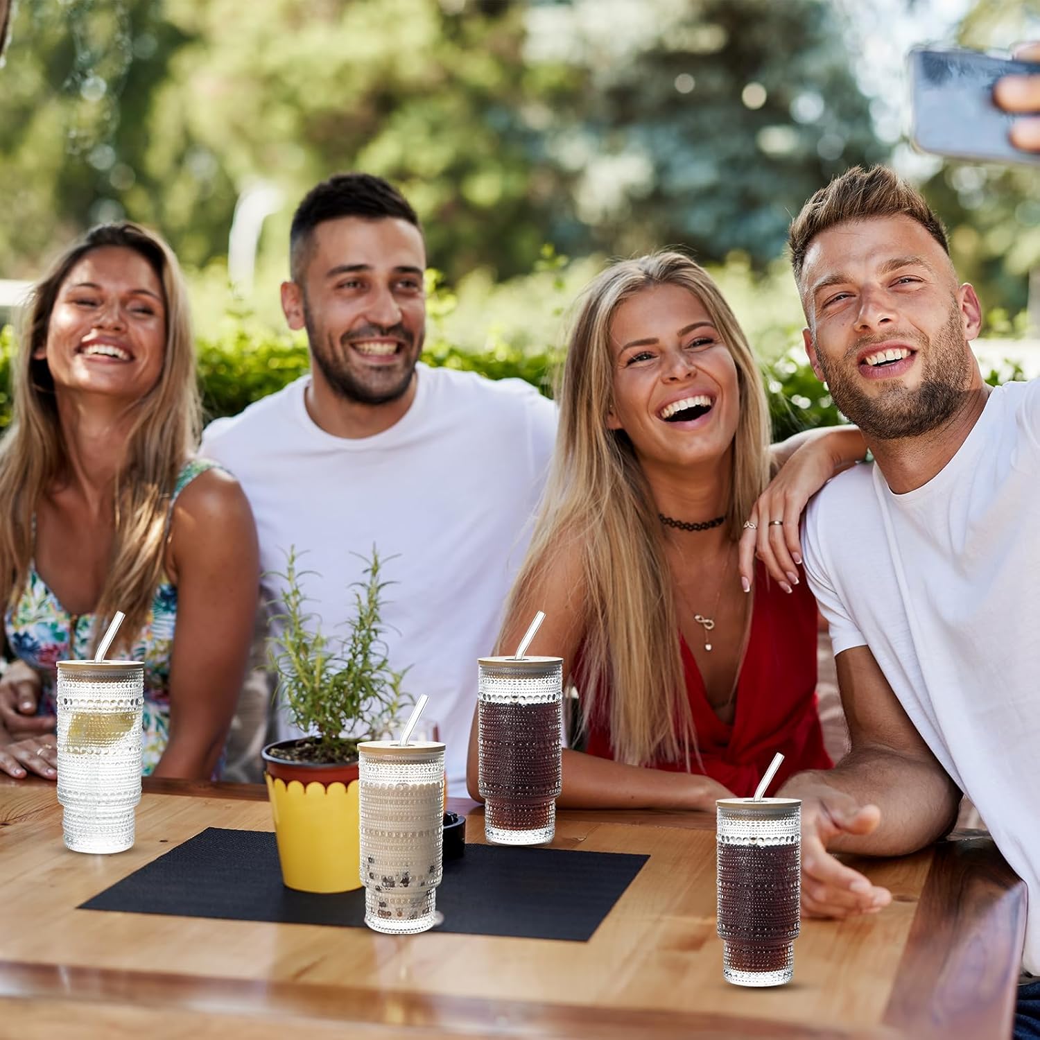 Drinking Glasses with Bamboo Lids and Glass Straw 4pcs Set,16oz Glass Tumbler Cups,Water Glasses,Iced Coffee Glasses,iced Tea Glasses,Beer Glasses,Ideal for Whiskey,2 Brushes - Image 7