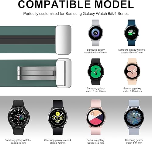 Miniatura 3 de Bands Compatible with Samsung Galaxy Watch 6 Band 40mm 44mm, Galaxy Watch 6 Classic Bands 43mm 47mm, NO Gap Soft Silicone Sport Replacement Strap