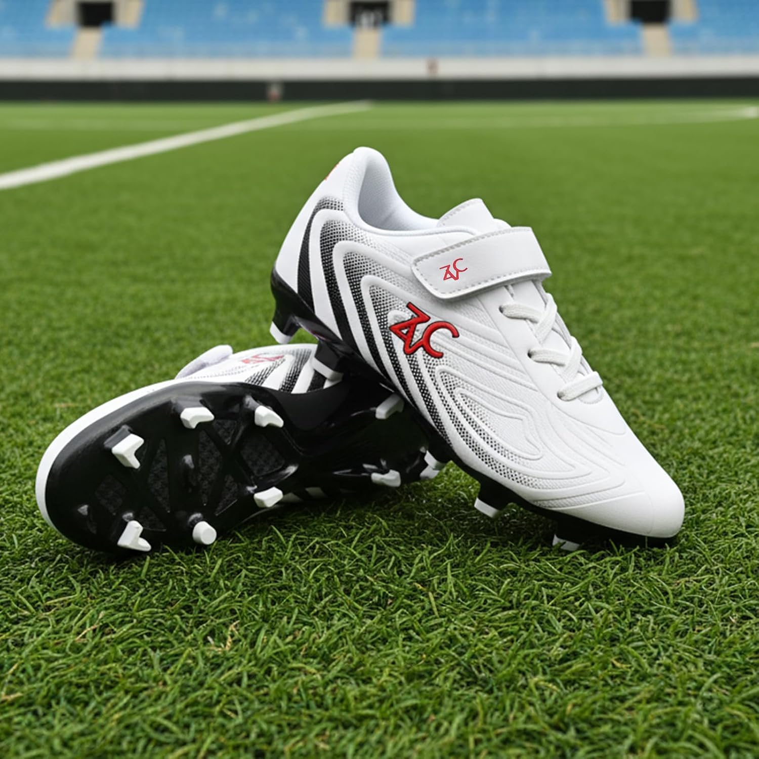 ZVC Kids Soccer Cleats Boys Girls Soccer Shoes Outdoor Firm Ground Youth Football Cleats for Little Kid/Big Kid