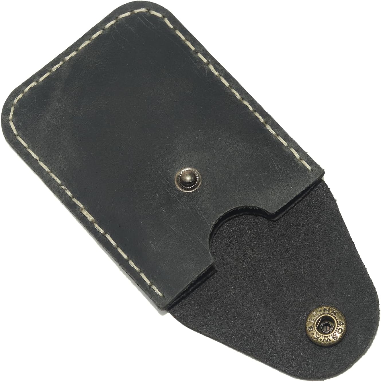 Leather Card Holder Wallet with Snap Closure, Slim Design, Brown - Image 3