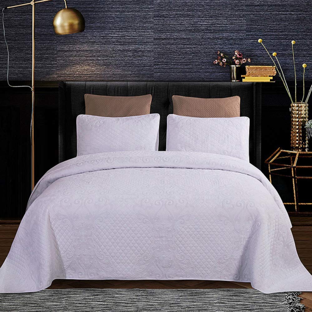 Couette couvre-lit en coton blanc brodé parure de lit douillette 3 pièces