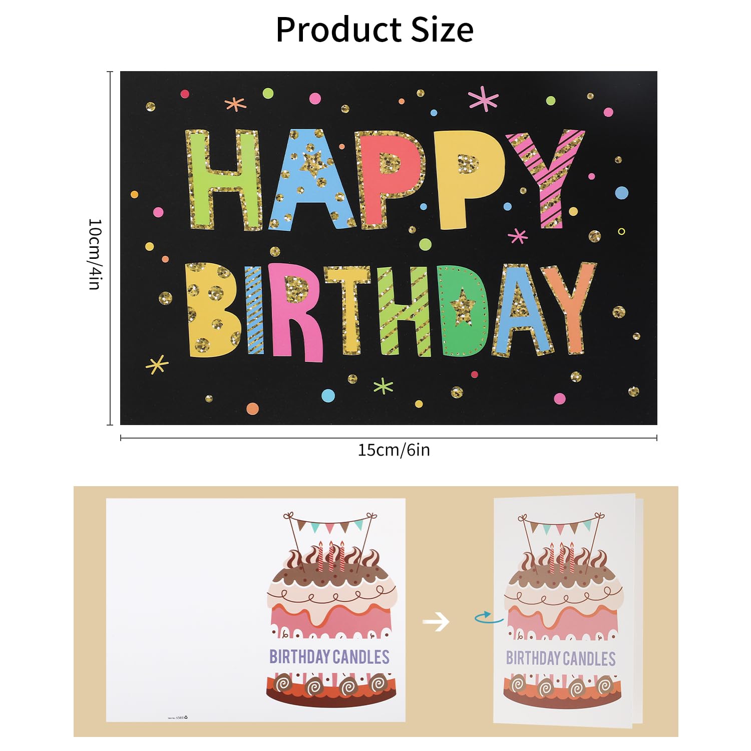 24 biglietti di buon compleanno, 10 x 15 cm, biglietti di compleanno unici con buste vuote all'interno assortiti e adesivi sigillanti dorati, per uomini, donne, bambini, affari e personali (24 stili)