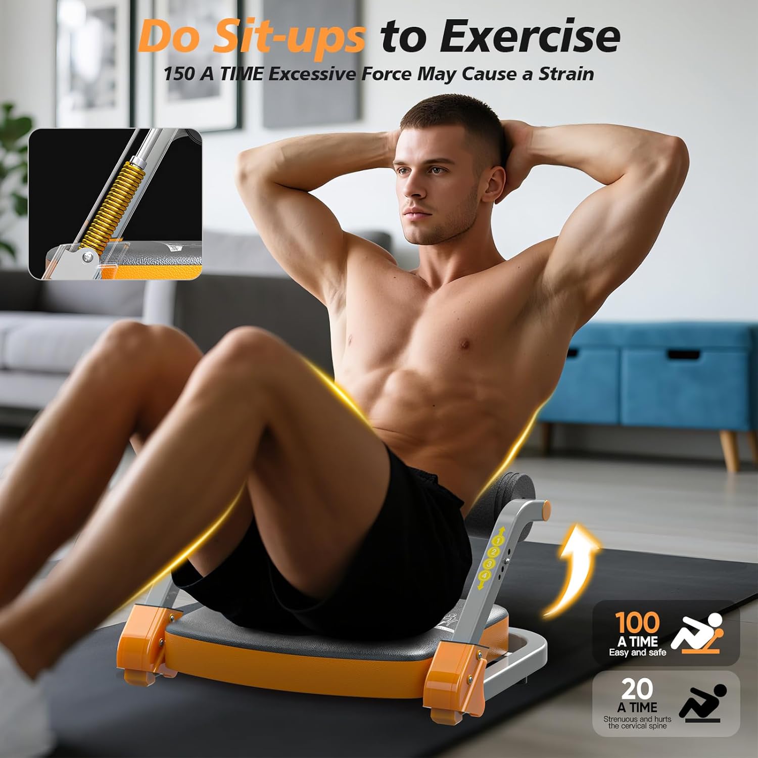 Ab Workout Machine, Ab Trainer Machine 4 Level Adjustable Resistance, Sit Up Exercise Equipment For Stomach Workout, Ab Trainer Machine For Men And Women At Home