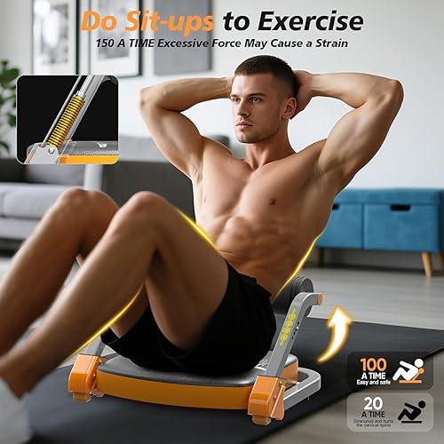 Miniatura 5 de Máquina de entrenamiento abdominal, máquina de entrenamiento abdominal de 4 niveles de resistencia ajustable, equipo de ejercicio para entrenamiento