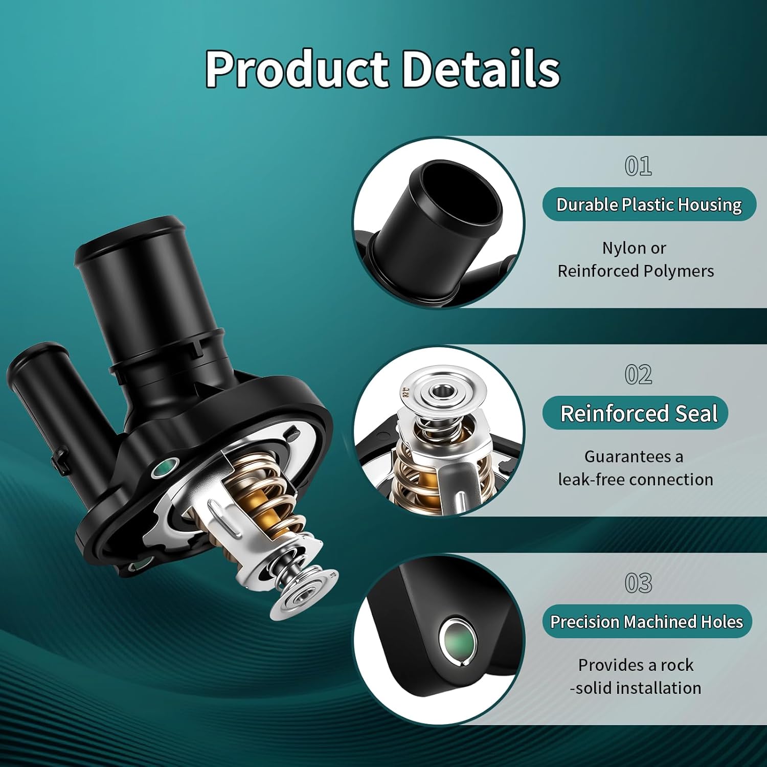 3M4Z8575AB 902-733 Engine Coolant Thermostat Housing Assembly Fits for Ford Focus, Fusion, Escape 04-22, Mazda 3, 5, 6, CX-7, MX-5 Miata 03-17, Mercury Mariner,Milan 06-11, Lincoln MKZ 2011 2012