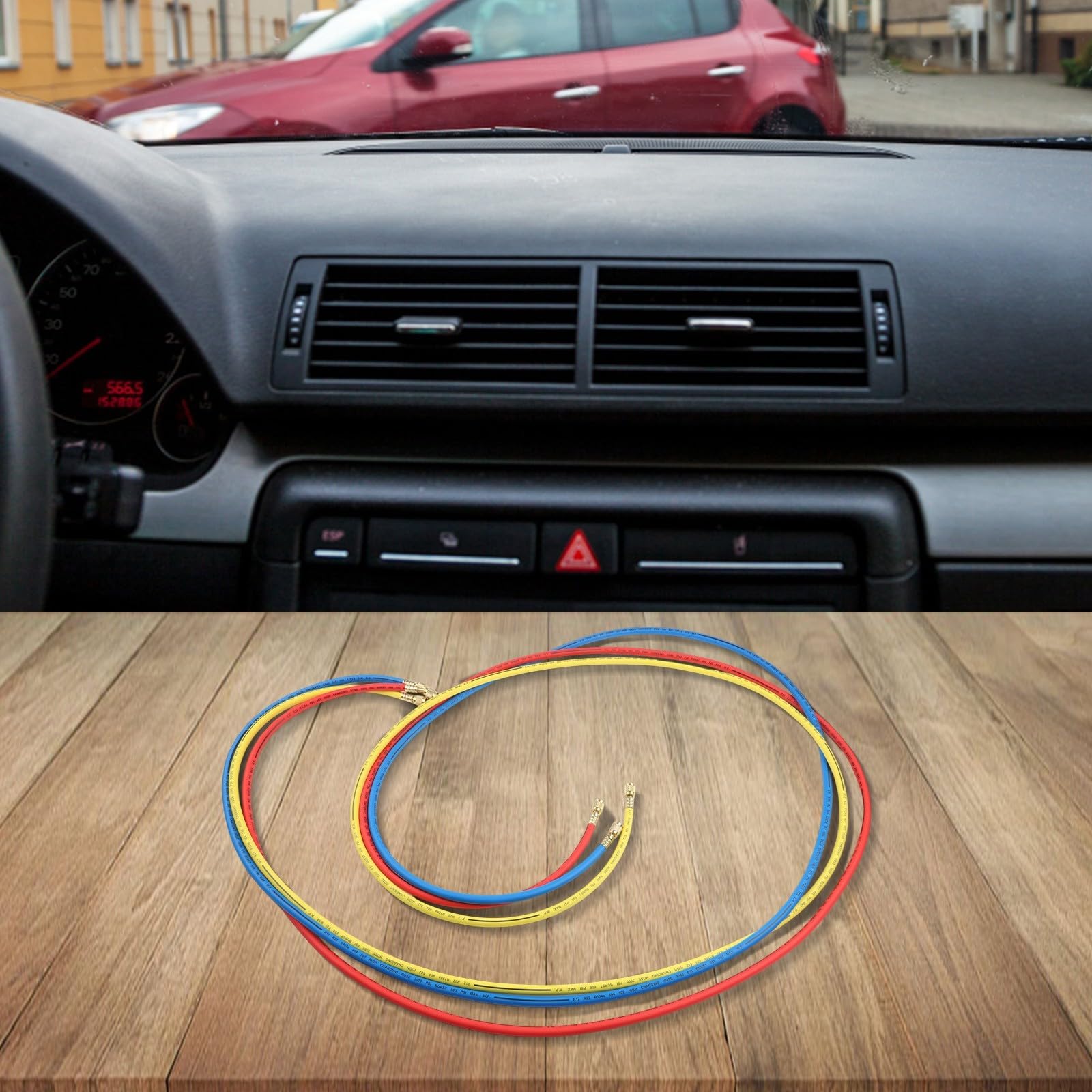 Tubo di riempimento per sistemi CA automobilistici compatibile con R410, R22 e R134a, realizzato in gomma inodore e progettato per soddisfare i rigorosi requisiti di sicurezza e pressione (3 metri)