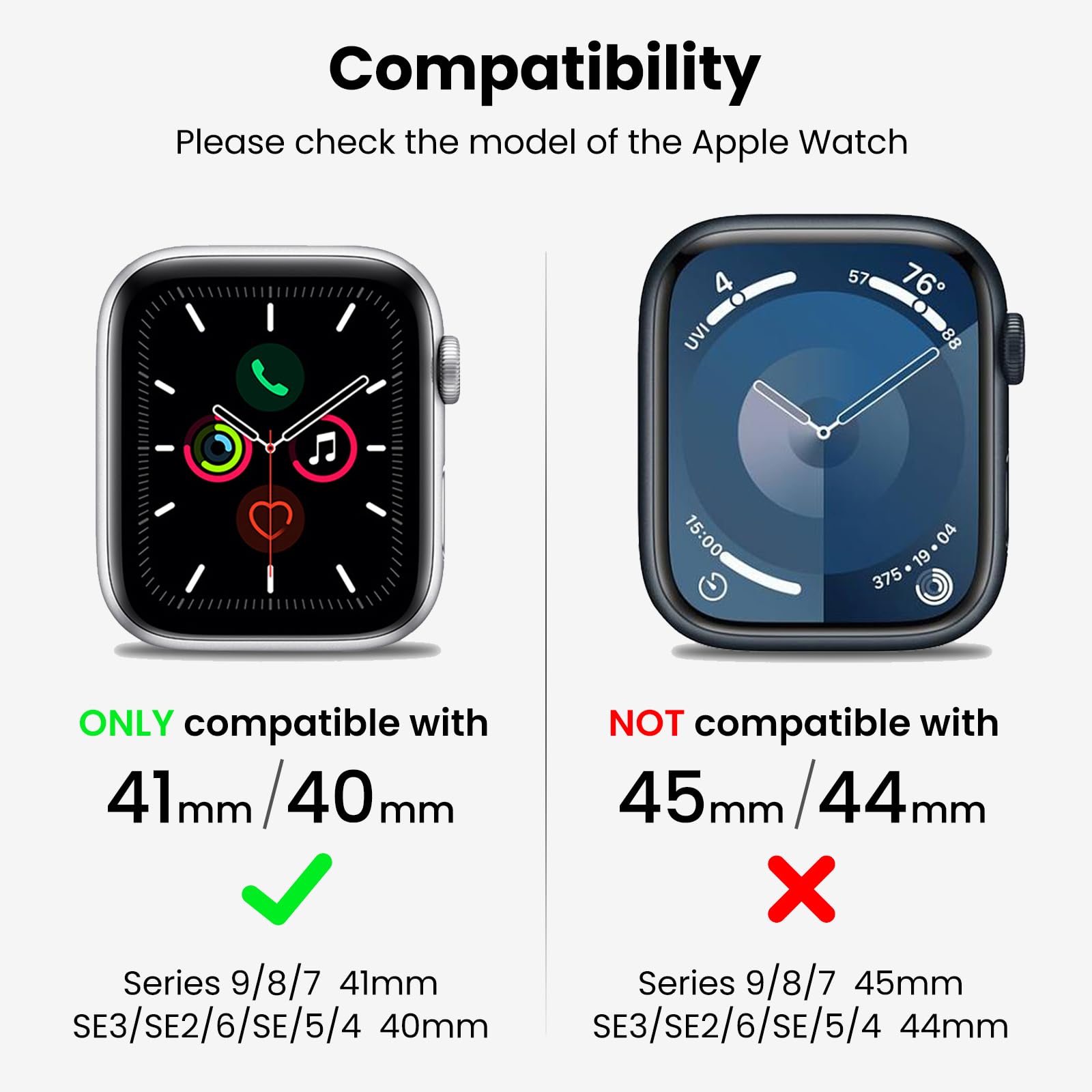 Delidigi für Apple Watch Armband mit Gehäuse Serie 9/8/7 41mm 6/5/4/SE 40mm | Robustes Stoßfestes Sportarmband mit Durchsichtiger PC Stoßschutzhülle, kompatibel mit Apple Watch Serie 9/8/7/6/5/4/SE3 2 1