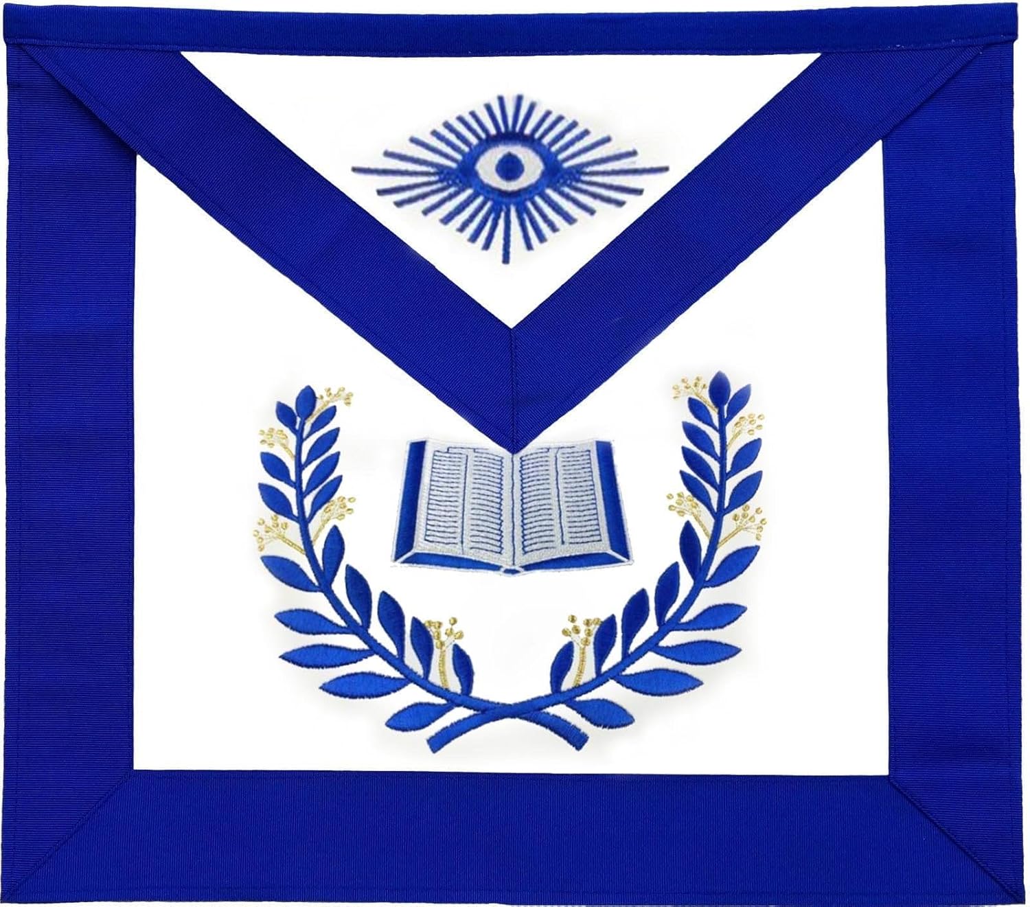 BRICKS MASONS Chaplain Blue Lodge Officer Apron - Royal Blue Wreath Embroidery