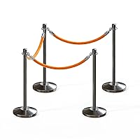 Vista 88 de CCW Kit de puntal de poste y cuerda con 2 postes superiores de corona de latón pulido y 1 cuerda de algodón de terciopelo resistente negro (6 pies)