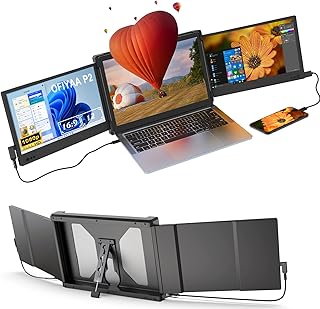 OFIYAA P2 12'' Triple Portable Monitor for Laptop Screen Extender Dual Monitor Extender 1080P FHD IPS USB-A/Type-C/HDMI 4 Speakers,Plug and Play for Windows/Chrome,Compatible with 13"-16" Mac PC …