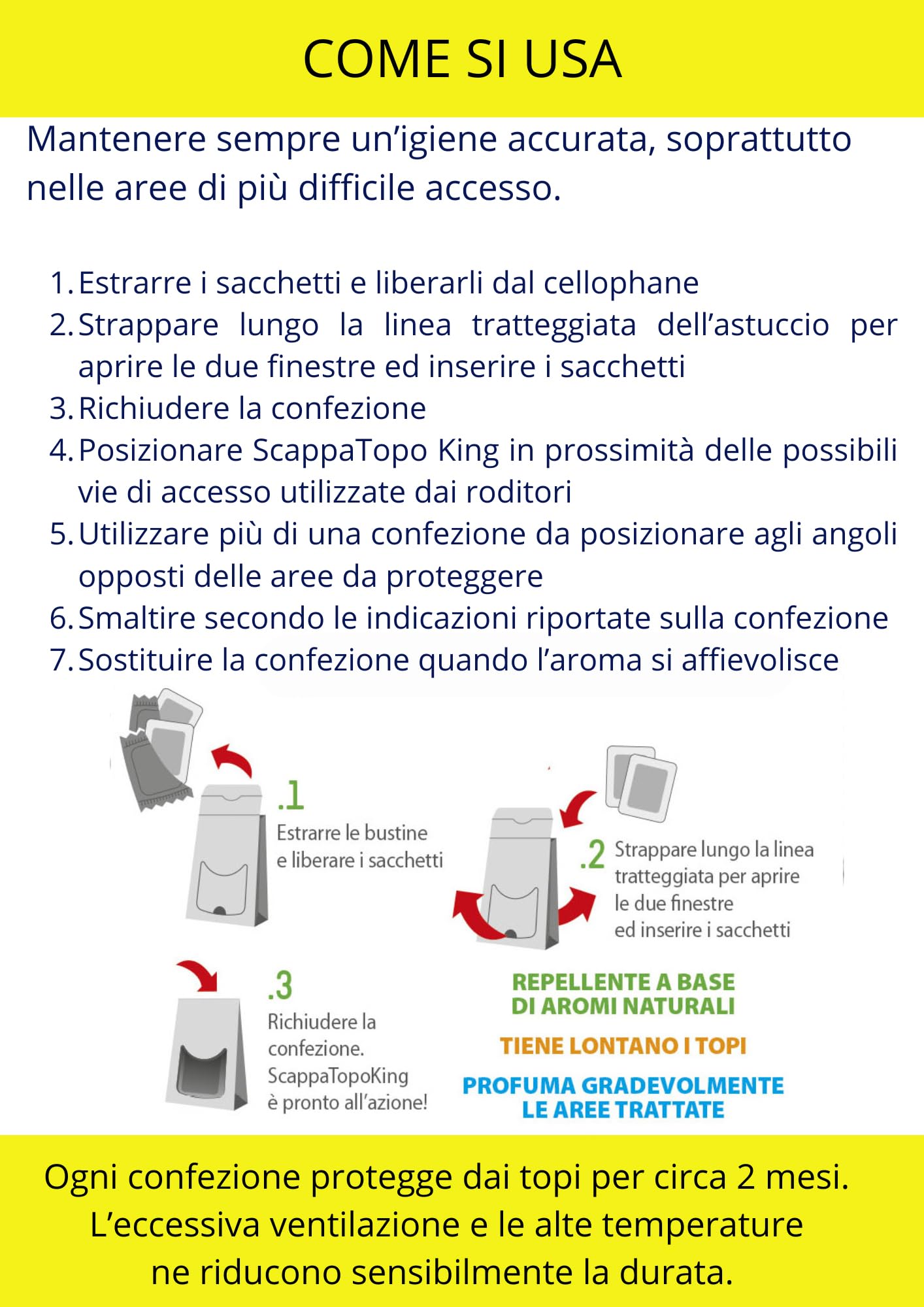 SCAPPATOPO IL BIO-REPELLENTE KING – Repellente Topi Naturale Extra Potente Fortissimo – Dissuasore per Topi e per Ratti Ecologico – Confezione da 2 pezzi da 100g