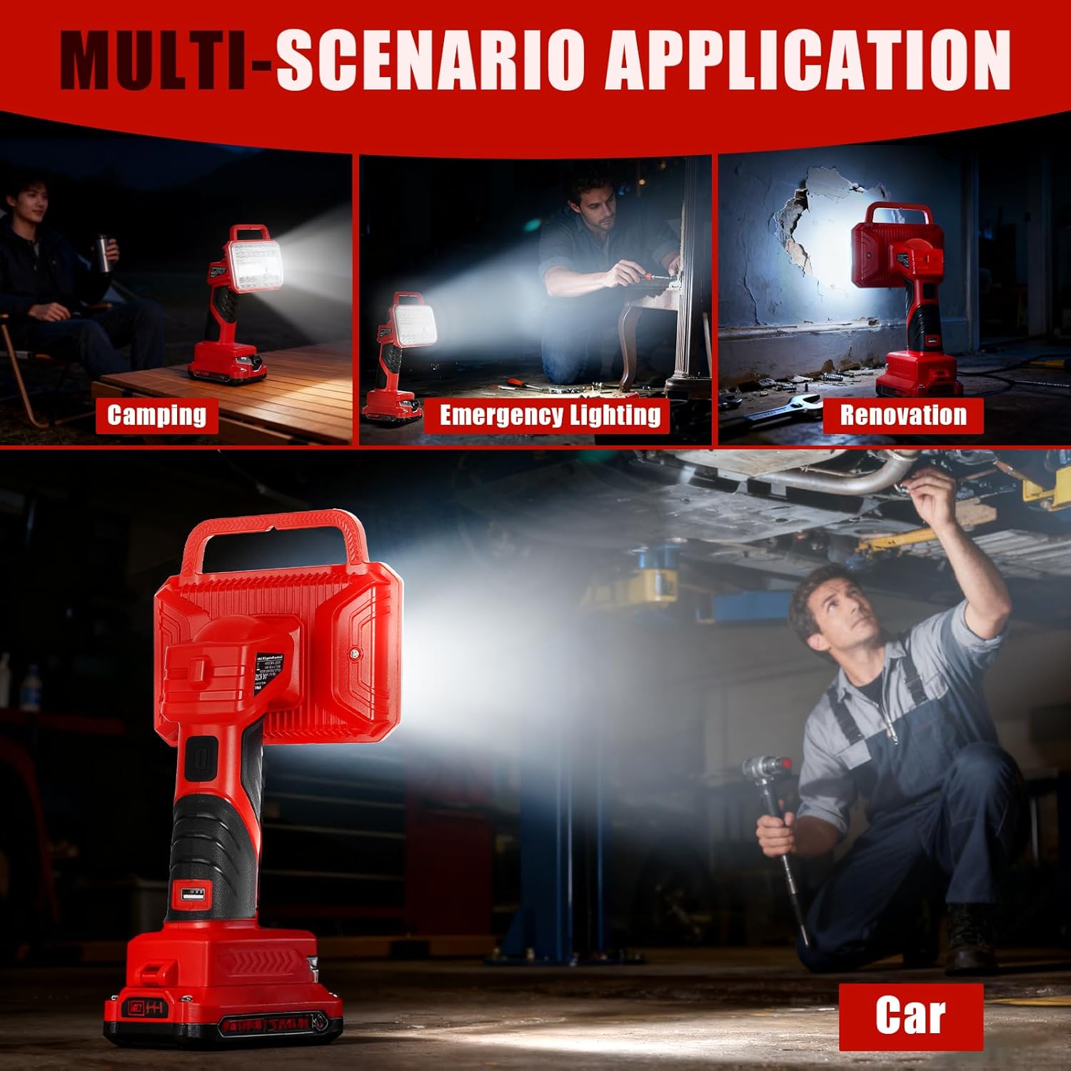 Cordless LED Work Light for Craftsman 20V Battery, 2000LM Portable Handheld Flashlights Tool with USB Port and 3 Brightness Modes for Camping, Fishing, Job Site, Indoor & Outdoor Use