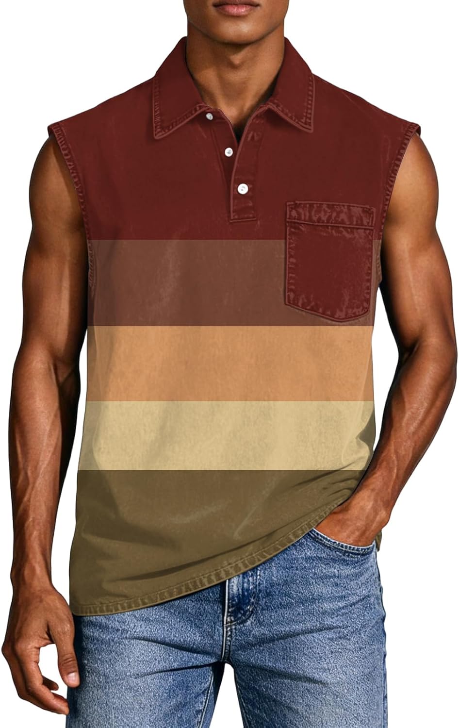 WENKOMG1 Men's Tank Tops Sleeveless Plaid Print Workout Gym Bodybuilding Fitness Muscle Polo Shirt, S-4XL