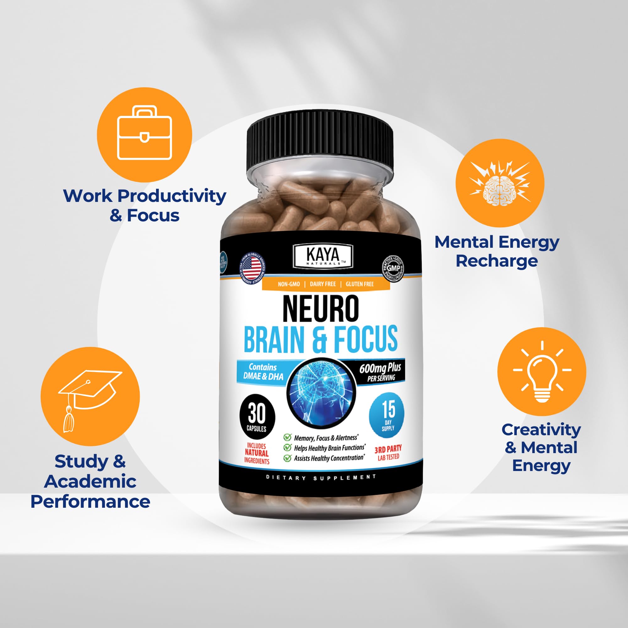 Kaya Naturals Neuro Brain Nootropic Supplement, 30 Count — Amazon image 4