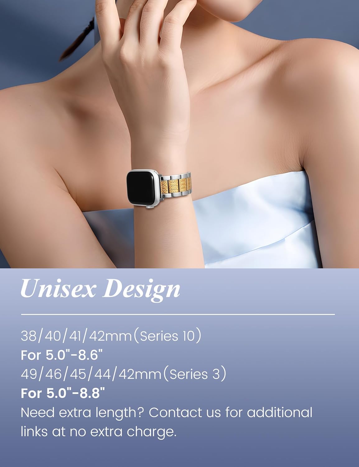 Wearlizer Stainless Steel Band Compatible with Apple Watch Band 49/46/45/44/42/41/40/38mm Men Women, Zigzag Weave Durable Metal Strap for iWatch Series 11 10 9 8 7 6 5 4 3 SE/Ultra 3 2 1