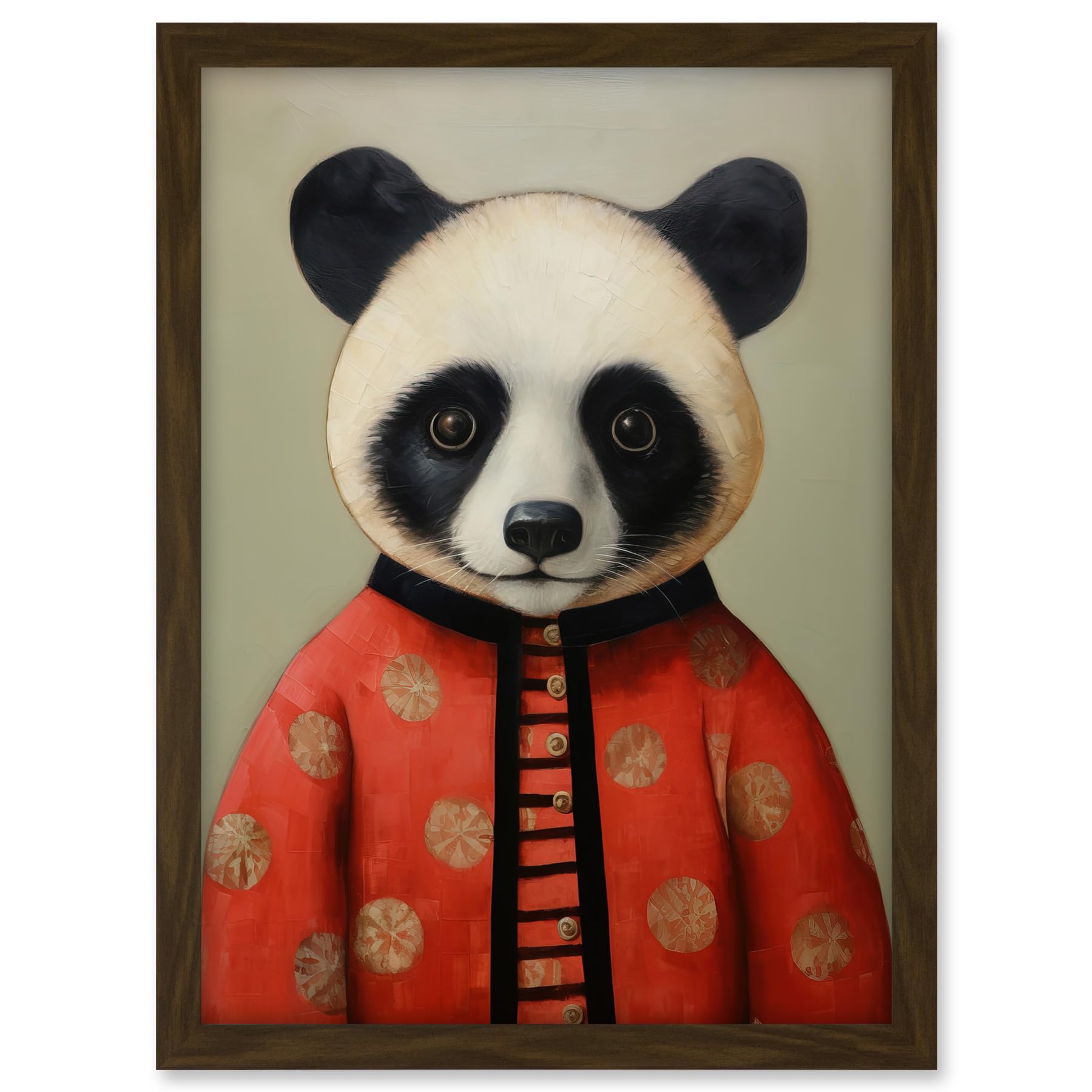 Artery8 Panda Cub in Chinese Uniform Fun Kids Bedroom Artwork Framed A3 Wall Art Print