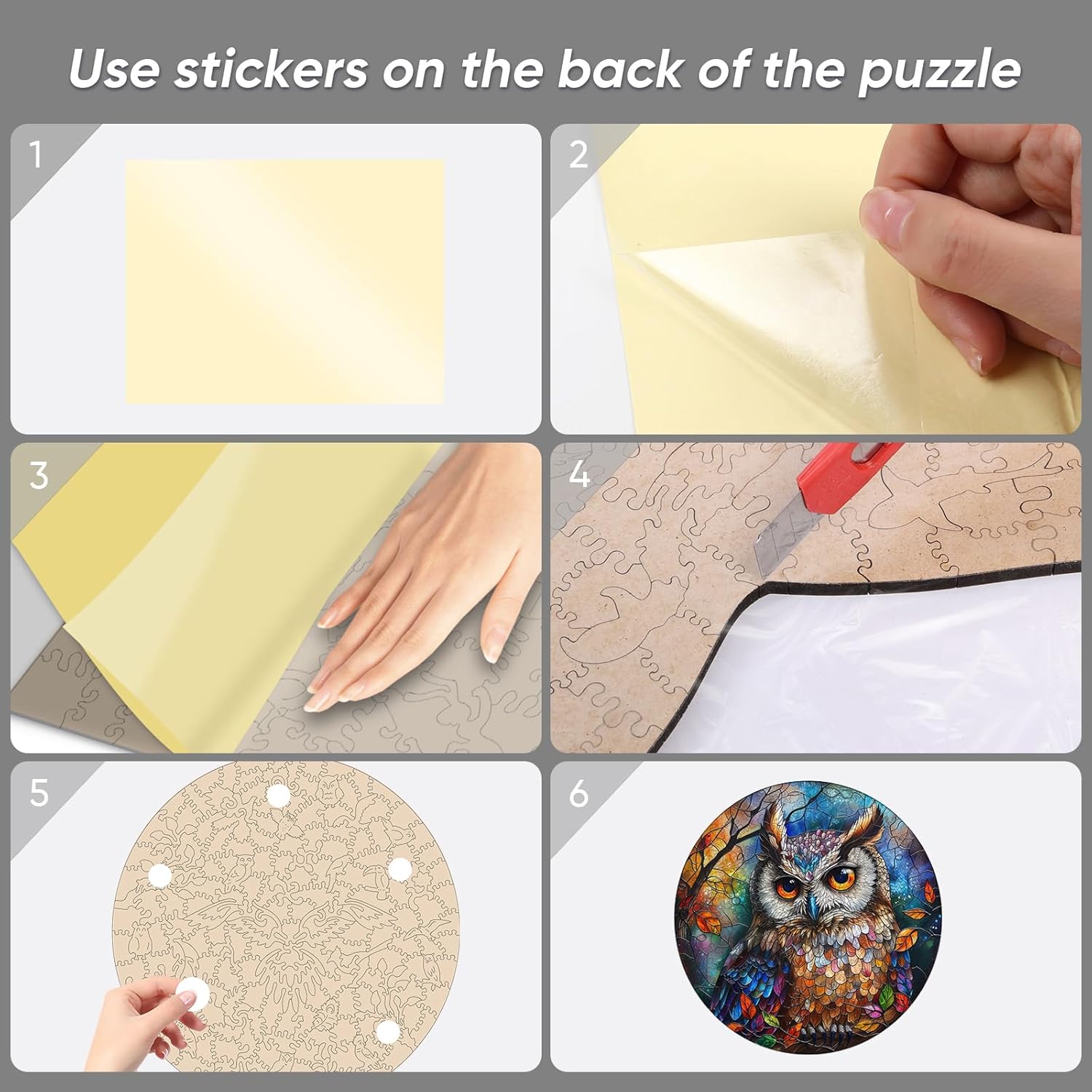 Ruikiyart Wooden Puzzles for Adults, 200 Pieces Stained Glass Owl Wooden Jigsaw Puzzles, Bird Unique Shape Mother's Day Puzzles for Couples (11.3"*11.3")