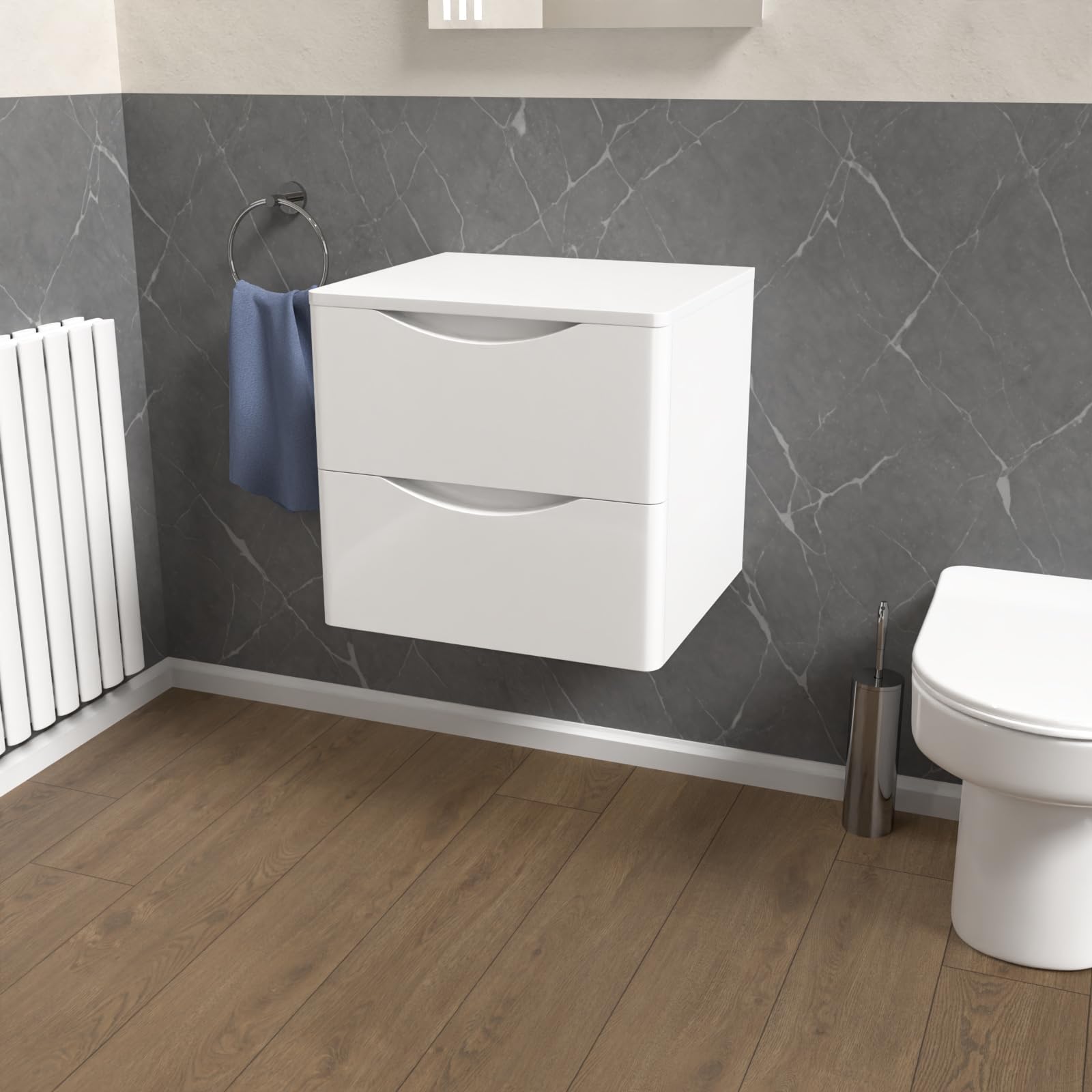 B&Q -  White 500mm Bathroom Wall Hung Vanity With Worktop