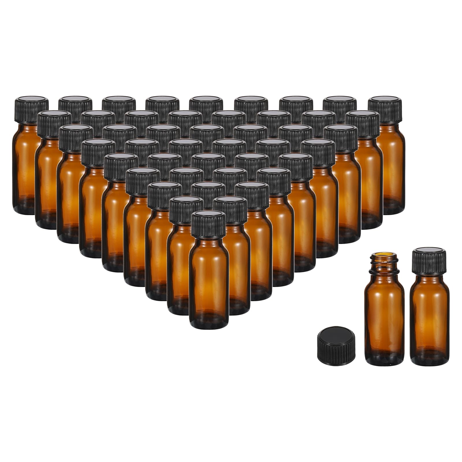 PATIKIL 0.5oz(15ml) Flaconi Vetro Modello, 48Pezzi Flaconi Rotondi Con Cappa Conica Nera In Poli Per Liquidi Reagenti, Oli Essenziali, Profumo, Ambra