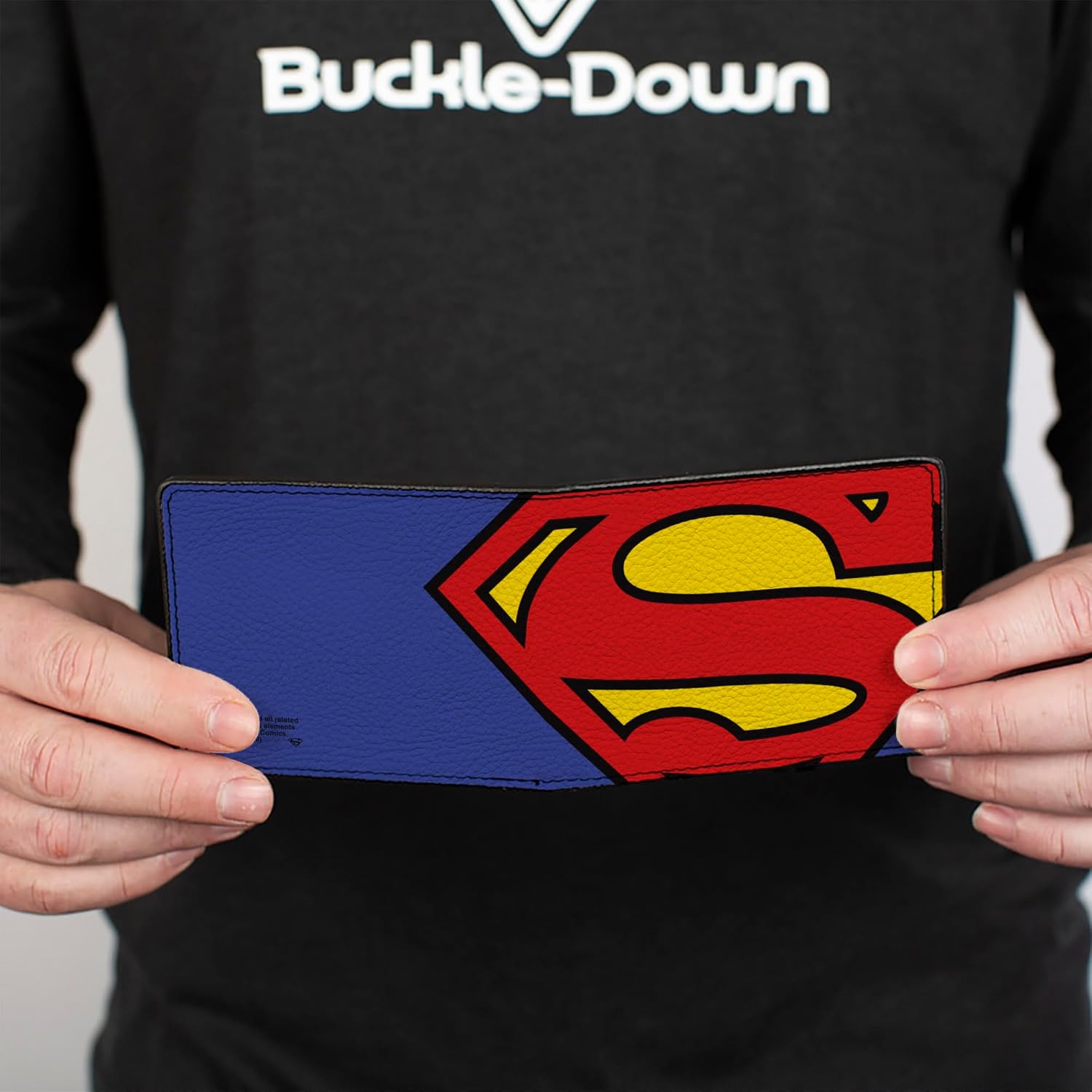 Buckle-Down DC Comics Wallet, Bifold, Superman Close Up Shield Blue, Vegan Leather - Image 4