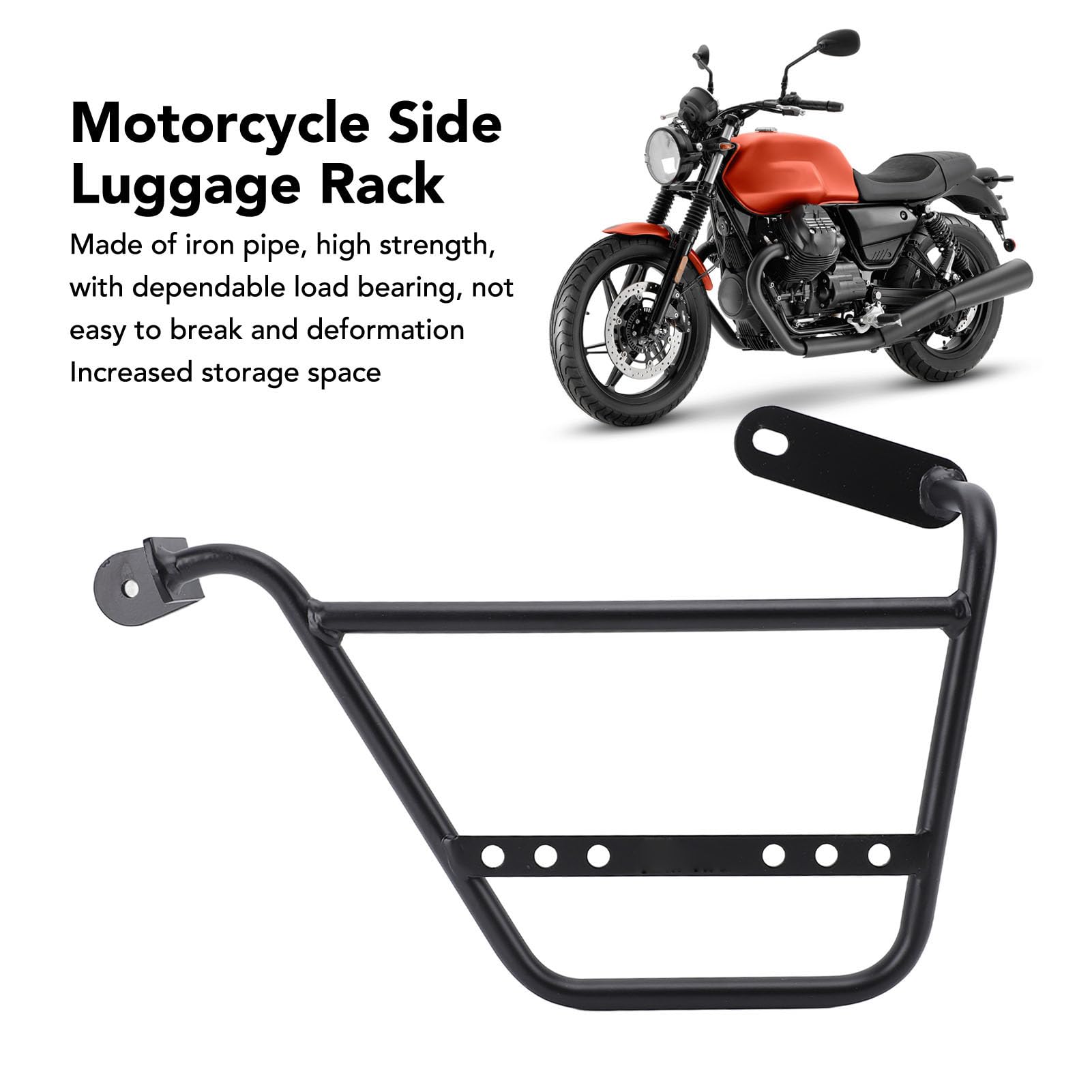 Pastel de Equipaje Lateral de la Motocicleta: Soporte de Soporte de Tubo de Hierro de 12 Mm Fuerte para V7 Stone Special, Classic Trofeo y (Izquierda: MV833 BBZJ)