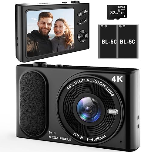 Miniatura 10 de Cámara digital FHD de 1080p, cámara de vlogging 4K para enfoque automático de YouTube, cámaras 16X para fotografía con tarjeta de 32 GB, cámara